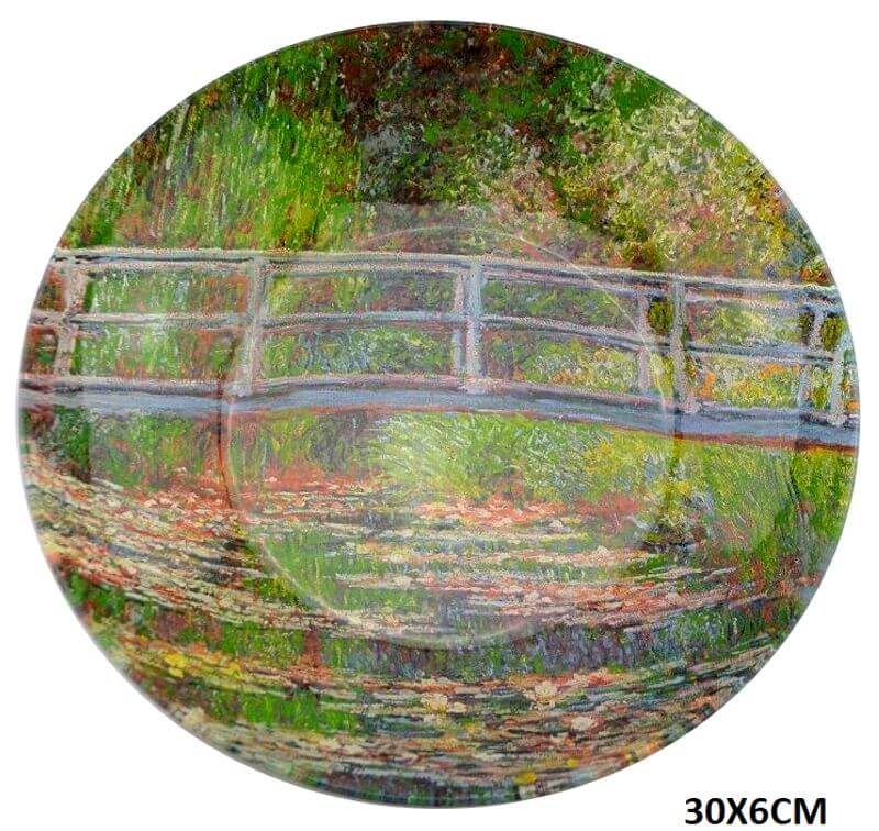 Sklenená misa hlboká 30 x 6 cm Claude MONET Japonský mostv, 287135