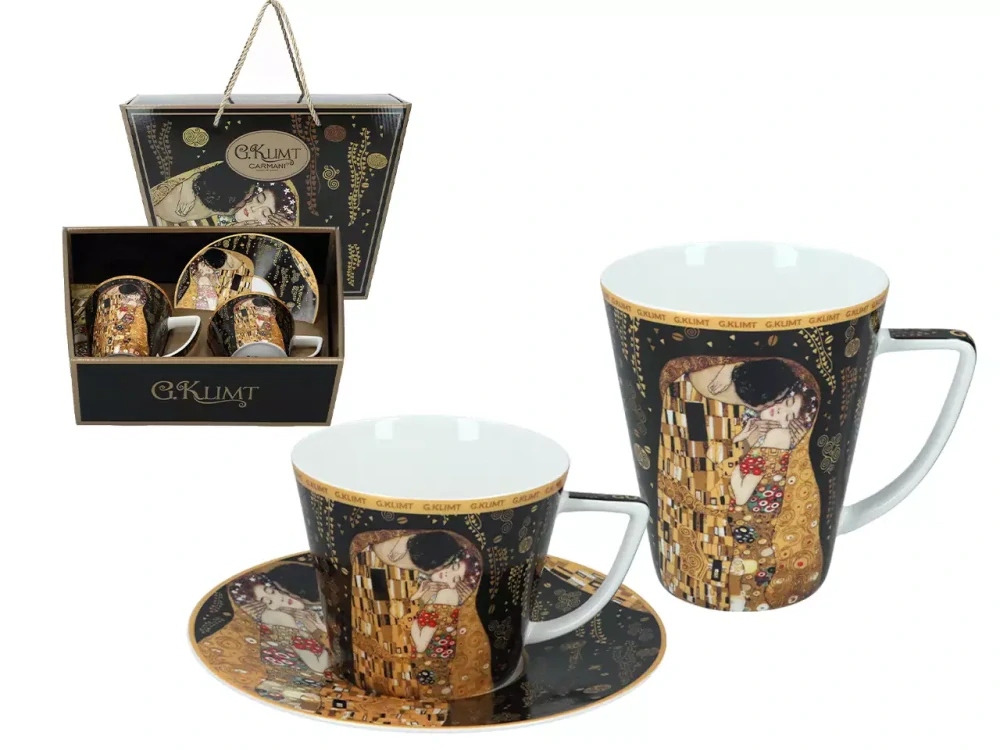Šálka s podšálkou 230ml + hrnček 400 ml Gustav Klimt 360 ml The Kiss, CARMANI