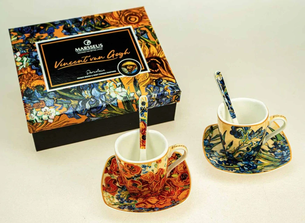 Espresso súprava Van Gogh Kosatce a maky 2 šálky 80 ml porcelán