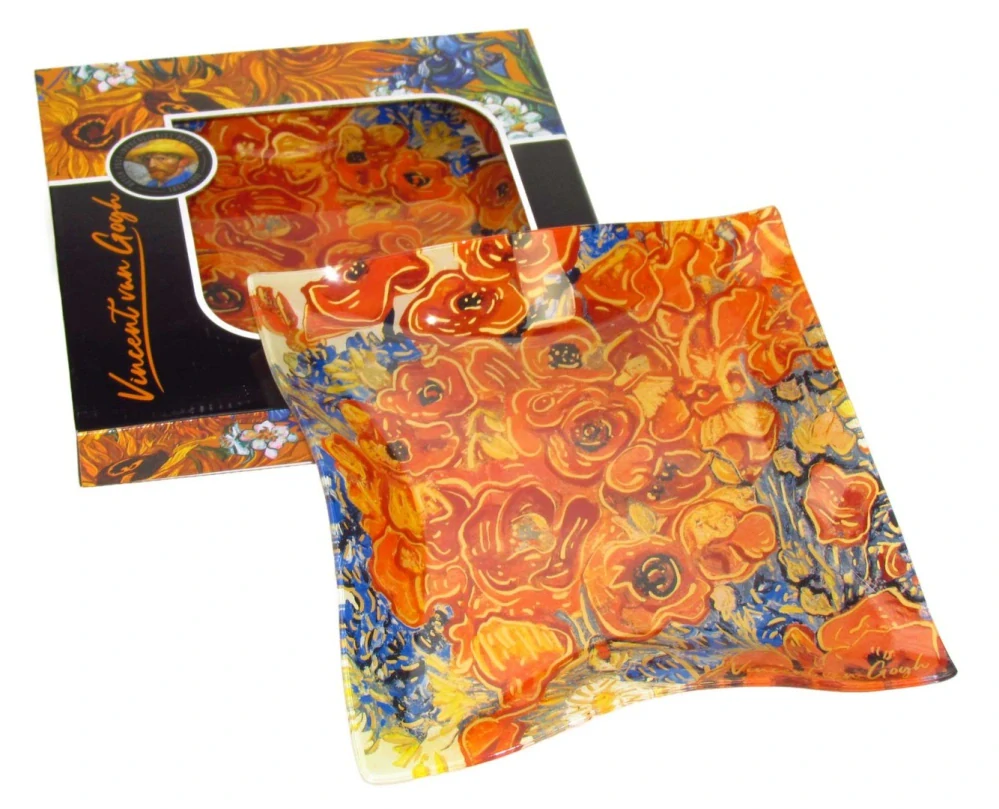Luxusná sklenená miska Vincent van Gogh Maky a sedmokrásky WAVE 25 × 25 cm,zvlnená