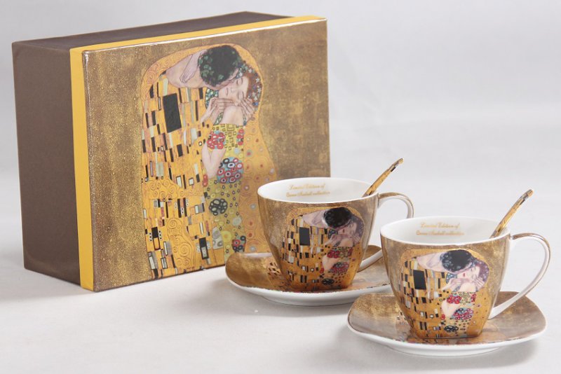 Šálka s podšálkou- set 2 ks ,Gustav Klimt The Kiss, Queen Isabell