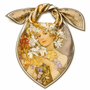 PAOLA RIVELLI Šatka,  90 x 90 cm Alfons Mucha Flower