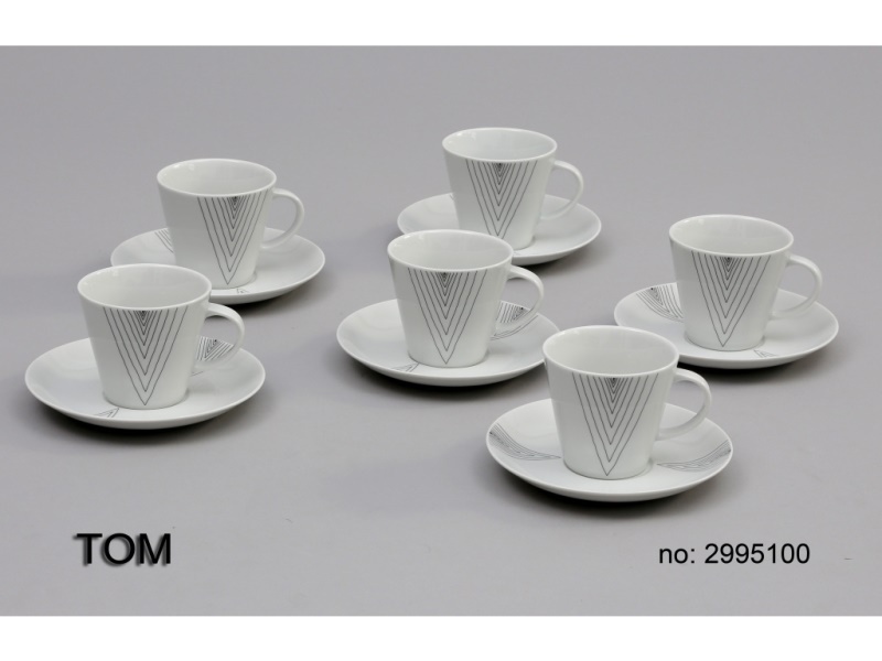 TOM šálka s podšálkami 250 ml, set 6 ks vzor, THUN