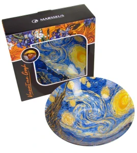 Luxusní hluboká skleněná mísa Vincent van Gogh – Hvězdná noc, Ø 25 cm