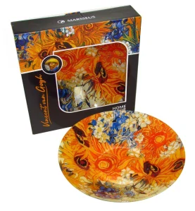 Hluboká skleněná mísa Vincent van Gogh – Slunečnice a kosatce, Ø 30 cm