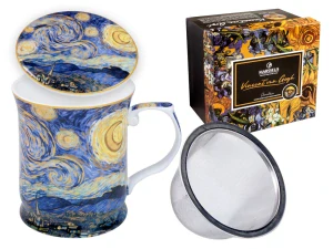 Porcelánový hrnek Vincent van Gogh Hvězdná noc 400 ml s víčkem a sítkem