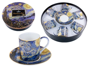 Porcelánová kávová souprava V.van Gogh – Hvězdná noc, 12 dílů, 6 × 180 ml