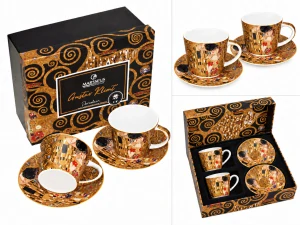 Luxusná porcelánová súprava šálka s podšálkou 2x250 ml,G. Klimt – The Kiss