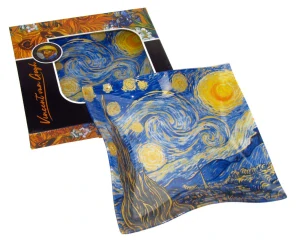 Luxusná sklenená miska Vincent van Gogh Hviezdna noc WAVE 25 × 25 cm,zvlnená