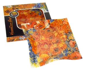 Luxusná sklenená miska Vincent van Gogh Maky a sedmokrásky WAVE 25 × 25 cm,zvlnená