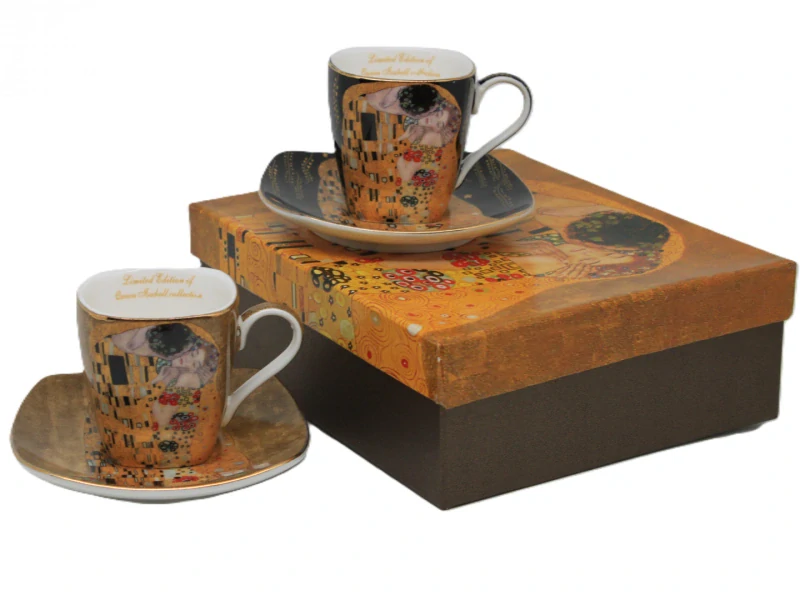 Set 2 ks espresso šálka s podšálkou 80 ml,Gustav Klimt  Kiss Heritage of Arts of Queen Isabell
