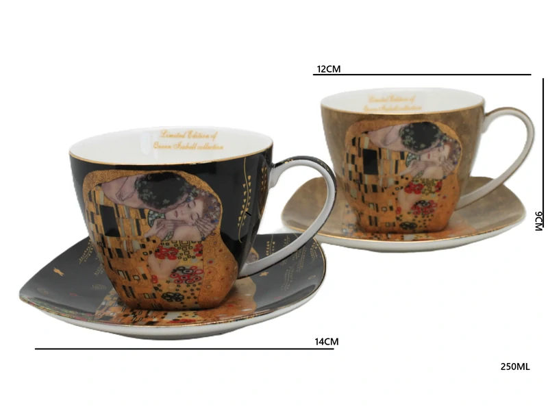 Šálka 250 ml s podšálkou- set 2 ks ,Gustav Klimt The Kiss Mix, The Heritage of Arts