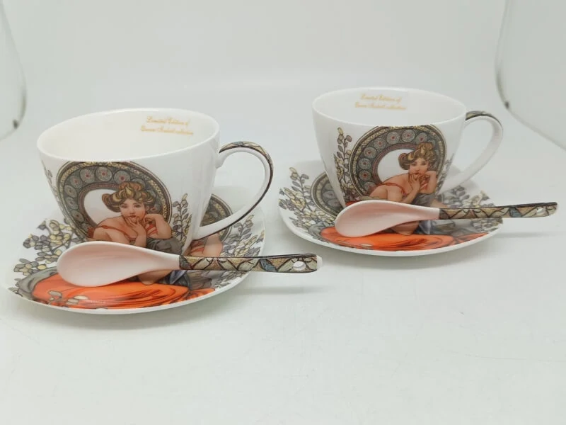 Šálka s podšálkou 250 ml- set 2 ks ,Alfons Mucha Stones Queen Isabell