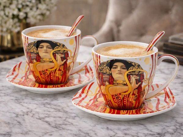 Šálka 250 ml s podšálkou- set 2 ks ,Gustav Klimt The Medicine, The Heritage of Arts