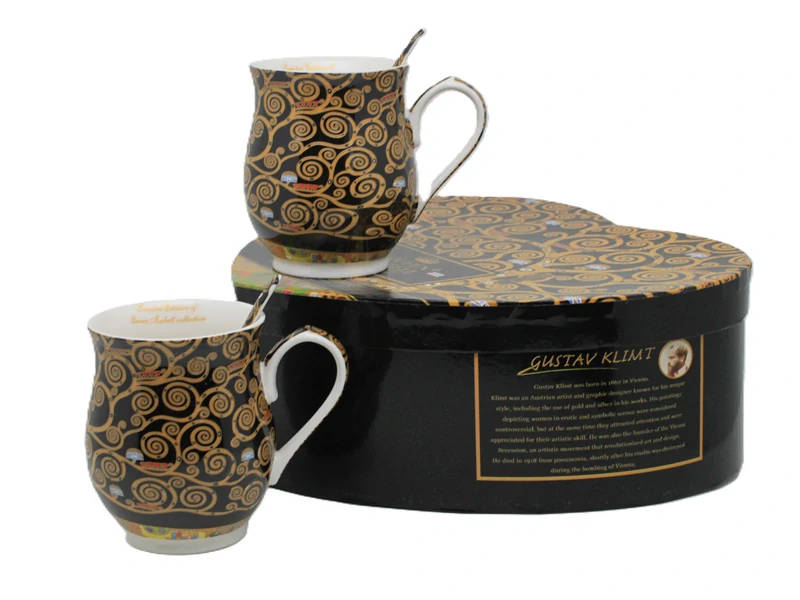Hrnček 350 ml s lyžičkou - set 2 kusov Gustav Klimt The Trees,Heritage of Arts