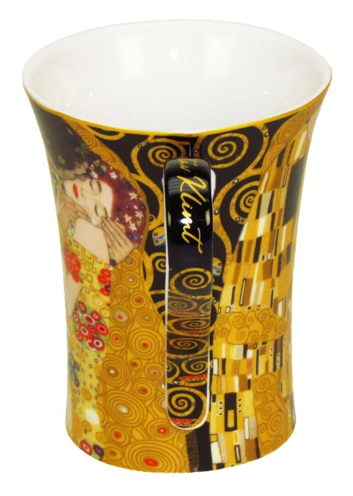 Elegantný porcelánový hrnček Gustav Klimt – Bozk, 420 ml,čierny– Marsseus
