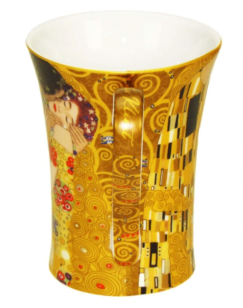 Elegantný porcelánový hrnček Gustav Klimt – Bozk, 420 ml,zlatý– Marsseus