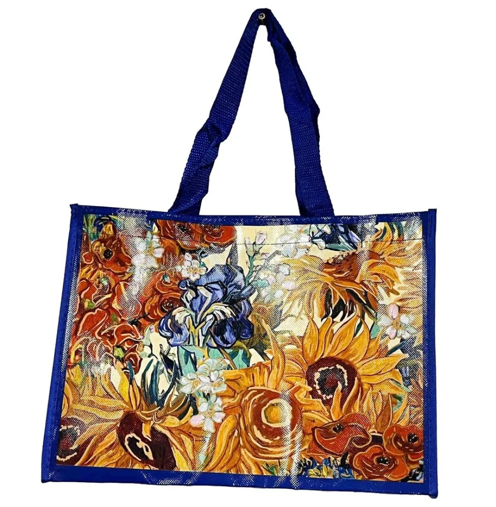Nákupná taška PVC Vincent van Gogh – Slnečnice a Hviezdna noc, 34×25×10 cm