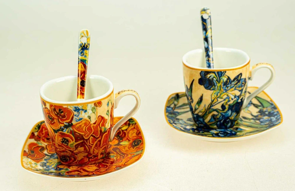 Espresso súprava Van Gogh Kosatce a maky 2 šálky 80 ml porcelán