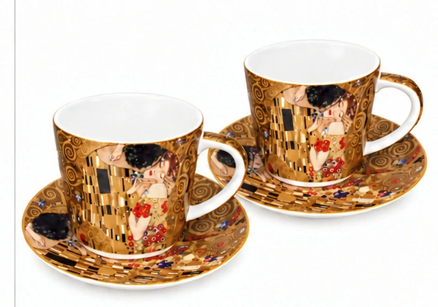 Luxusná porcelánová súprava šálka s podšálkou 2x250 ml,G. Klimt – The Kiss