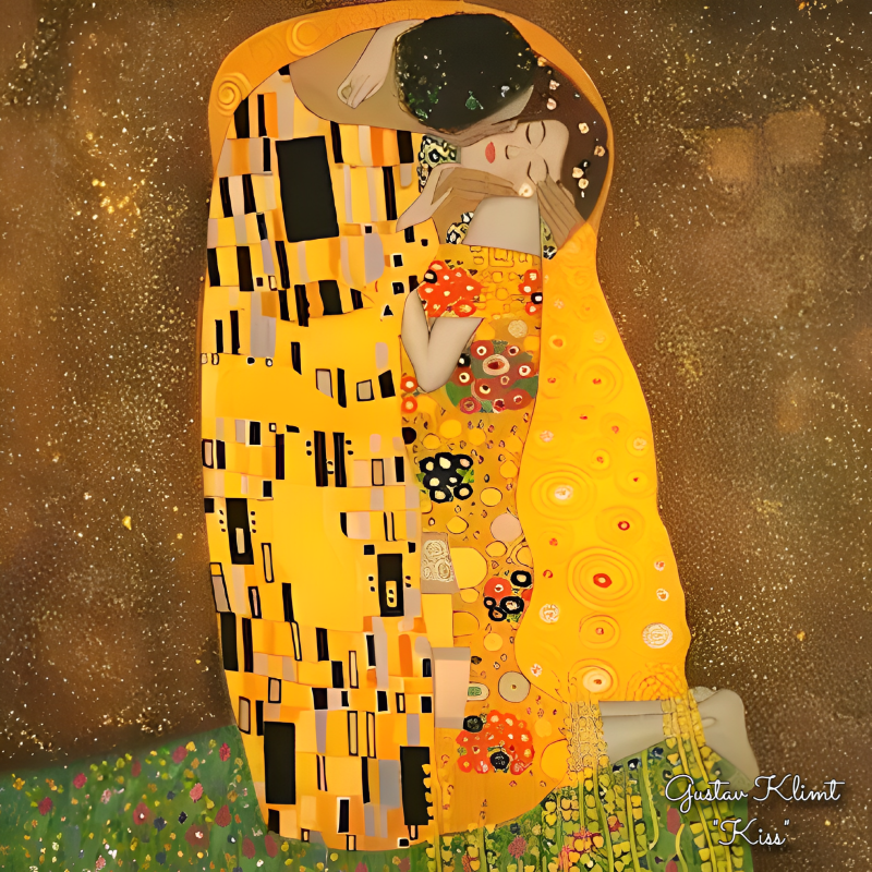 PAOLA RIVELLI Šatka,  90x90 cm Gustav Klimt The Kiss