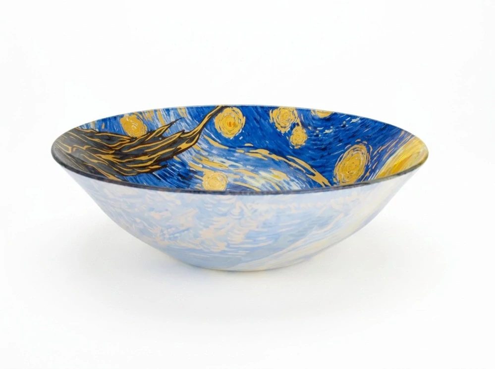 Luxusná hlboká sklenená misa Vincent van Gogh – Hviezdna noc, Ø 25 cm