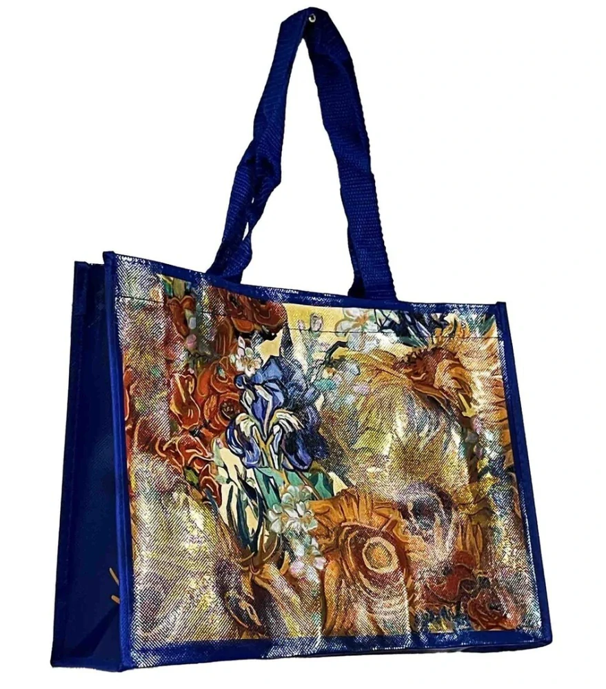 Nákupná taška PVC Vincent van Gogh – Slnečnice a Hviezdna noc, 34×25×10 cm