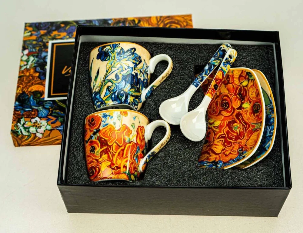 Espresso súprava Van Gogh Kosatce a maky 2 šálky 80 ml porcelán
