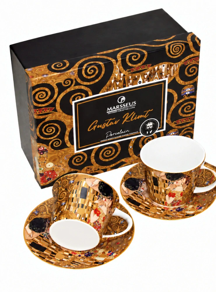 Luxusná porcelánová súprava šálka s podšálkou 2x250 ml,G. Klimt – The Kiss