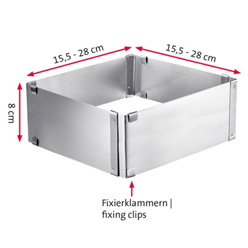 WESTMARK Nastaviteľná forma na koláč štvorec 15.5 - 28 cm s extra 8 cm výškou