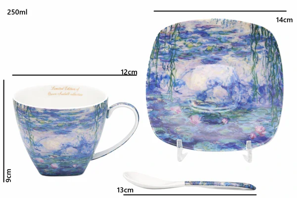 Šálka s podšálkou 250 ml/set 2 ks Claude MONET Watter lillies, Heritage of Arts