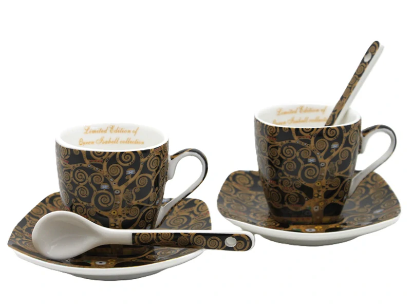 Set 2 ks espresso šálka s podšálkou 80 ml,Gustav Klimt The Treess Heritage of Arts of Queen Isabell