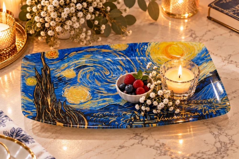 Sklenená tácka Van Gogh Hviezdna noc Starry Night 31 × 21 cm