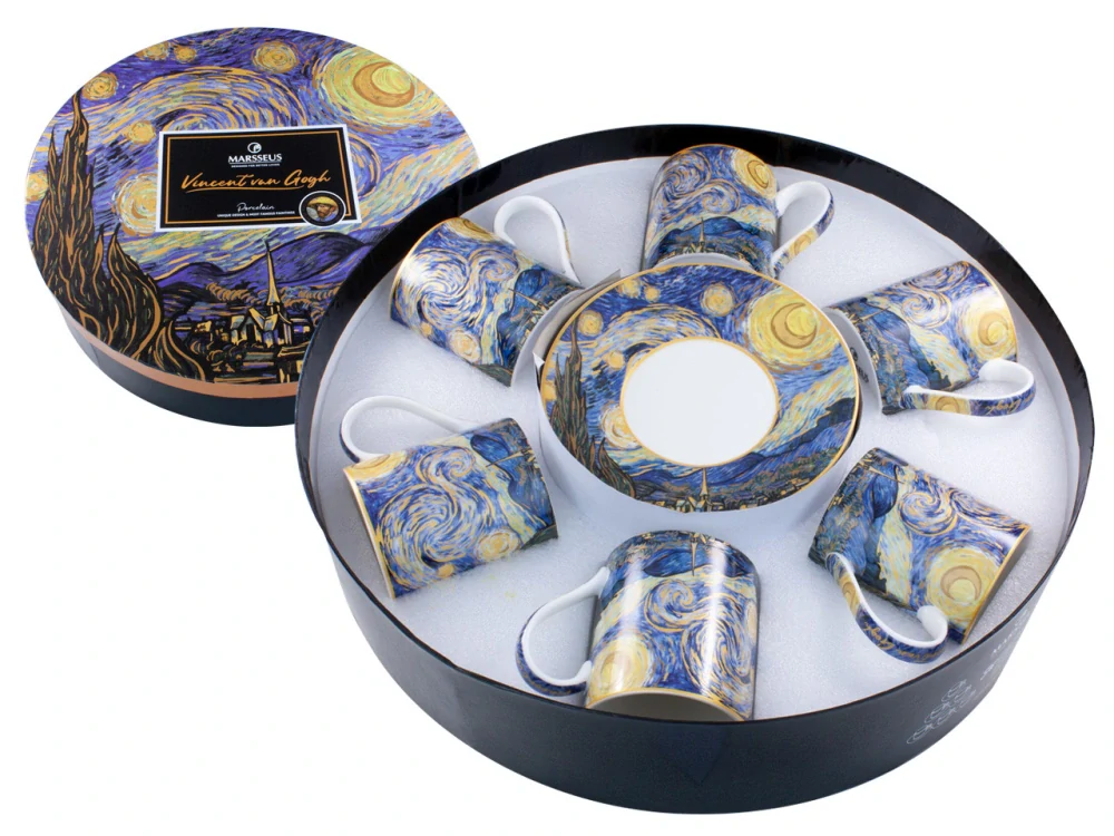 Porcelánová kávová súprava V.van Gogh – Hviezdna noc, 12 dielov, 6 × 180 ml