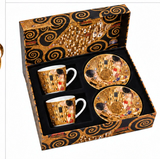 Luxusná porcelánová súprava šálka s podšálkou 2x250 ml,G. Klimt – The Kiss