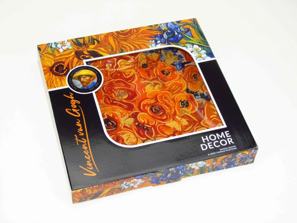 Luxusná sklenená miska Vincent van Gogh Maky a sedmokrásky WAVE 25 × 25 cm,zvlnená