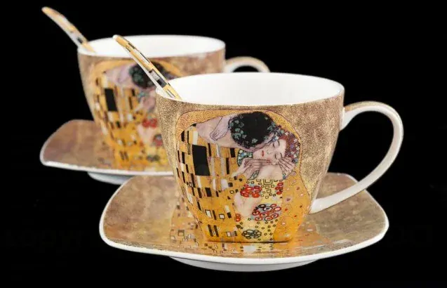 Šálka s podšálkou- set 2 ks ,Gustav Klimt The Kiss, Queen Isabell