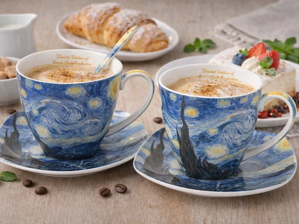 Šálka s podšálkou 250 ml/set 2 ks Vincent van Gogh The Starry Night, Heritage of Arts
