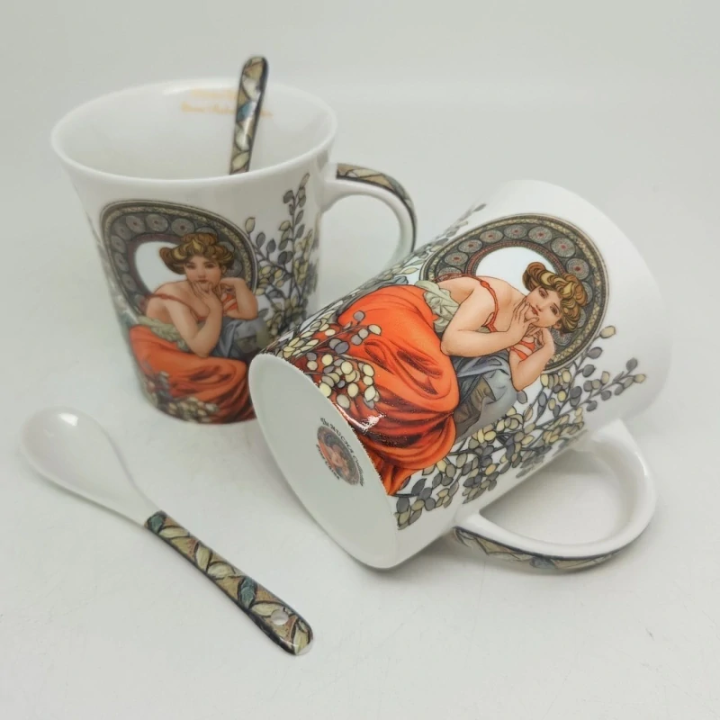 Hrnček s objemom 350 ml, set 2 ks ,Alfons Mucha Stones Queen Isabell