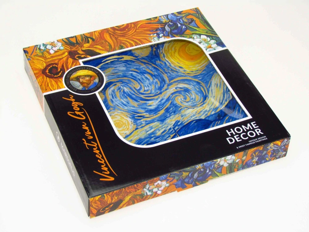 Luxusná sklenená miska Vincent van Gogh Hviezdna noc WAVE 25 × 25 cm,zvlnená