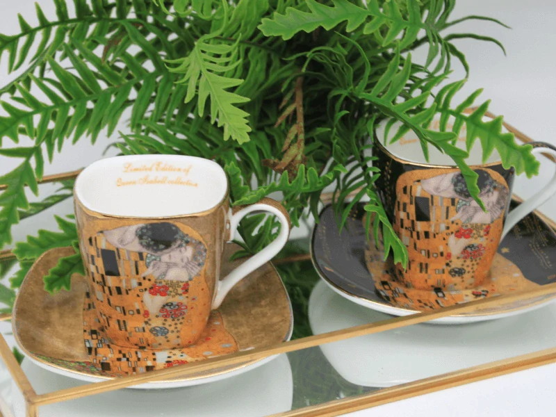 Set 2 ks espresso šálka s podšálkou 80 ml,Gustav Klimt  Kiss Heritage of Arts of Queen Isabell