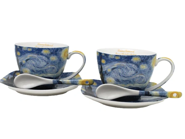 Šálka s podšálkou 250 ml/set 2 ks Vincent van Gogh The Starry Night, Heritage of Arts