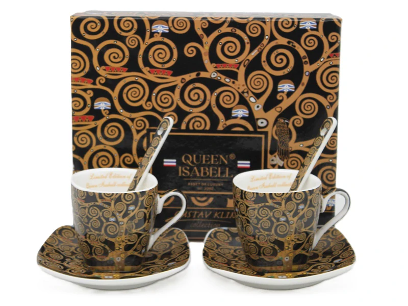 Set 2 ks espresso šálka s podšálkou 80 ml,Gustav Klimt The Treess Heritage of Arts of Queen Isabell