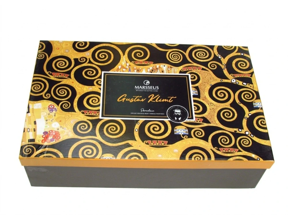 Luxusná porcelánová 18 dielna súprava Klimt Kiss Strom života 6x 250 ml