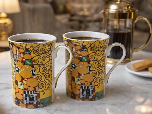 Hrnček 300 ml s lyžičkou - set 2 kusov Gustav Klimt Fulfillment,Heritage of Arts